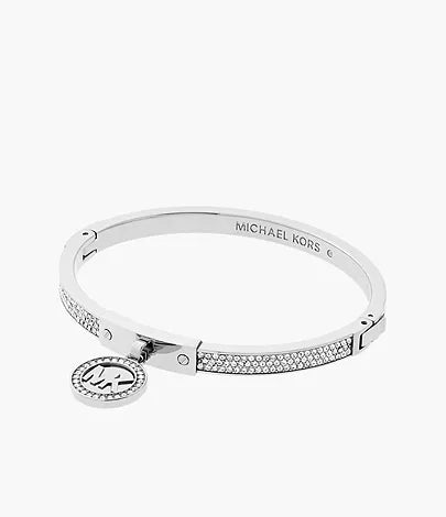 Michael Kors Stainless Steel Pavé Hinged Bangle Bracelet