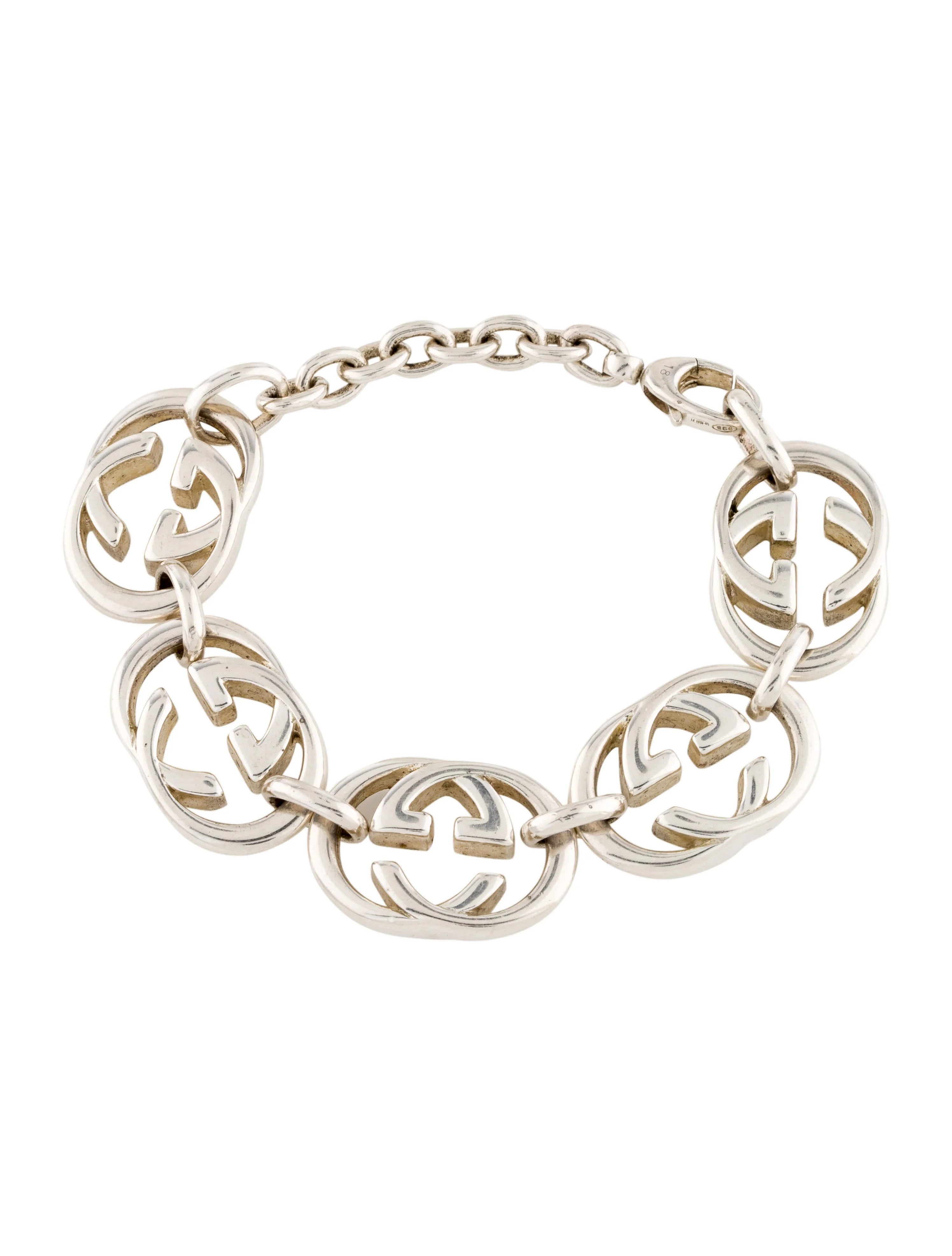 Gucci Britt Logo Sterling Silver Link Bracelet