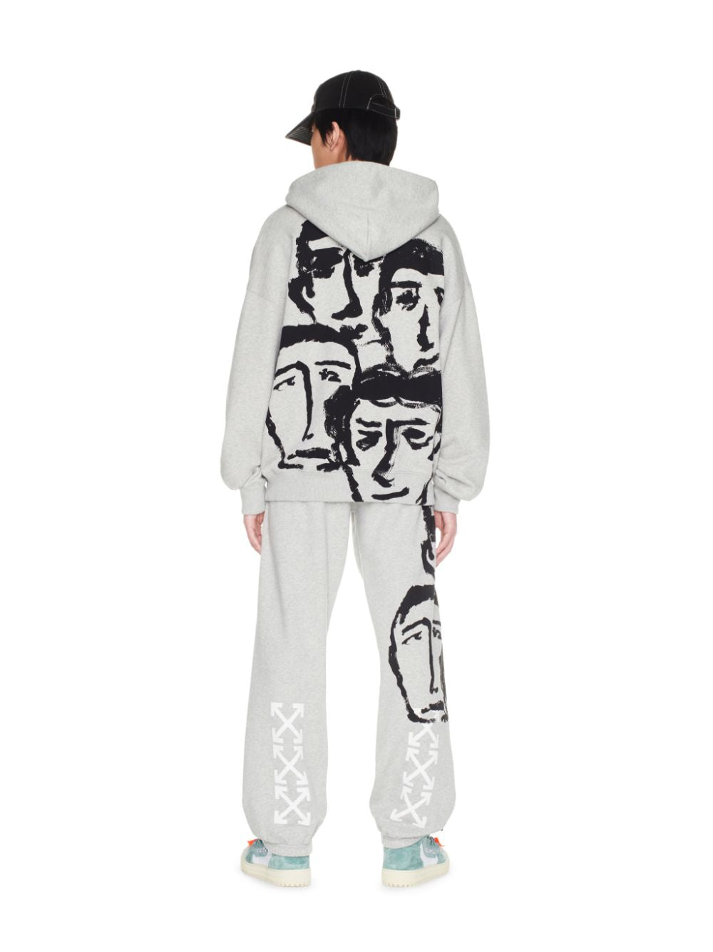 Off White Grey Faces Skate Hoodie